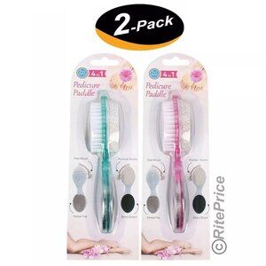 4 In 1 Foot Care Stone Callus Brush Pumice Scrubber Pedicure Exfoliate (2 Pack)